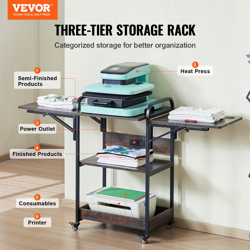 DX0202-C240277S-01 - Multi-Layer Heat Press Table with USB Charging Station