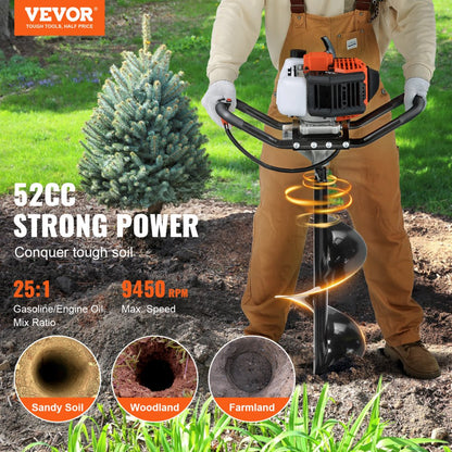 D52-F - 52CC Gas Powered Post Hole Digger for Tough Soil