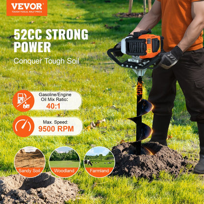 D52-F - Powerful VEVOR Post Hole Digger with Anti-Vibration Handle