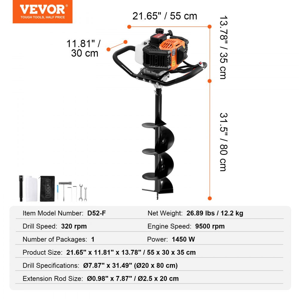 D52-F - Powerful VEVOR Post Hole Digger with Anti-Vibration Handle