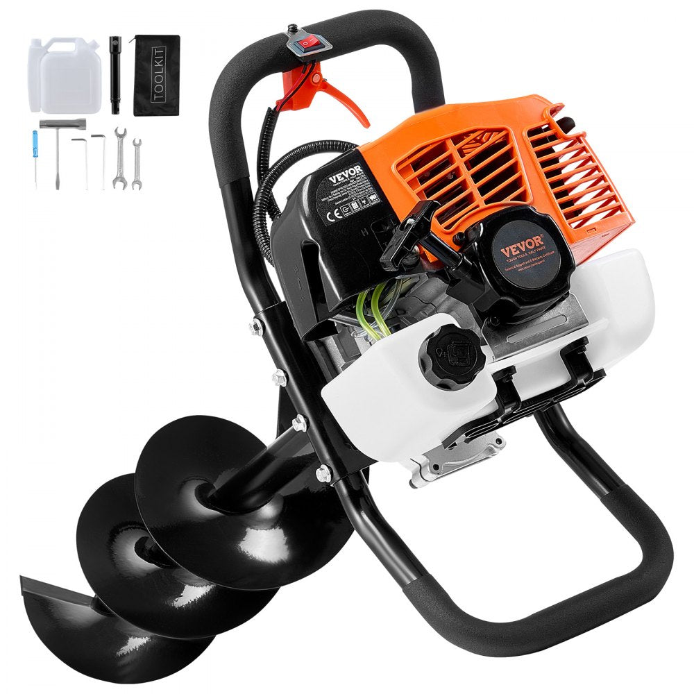 D58-A - VEVOR 63CC Post Hole Digger with 8” Bit & Comfort Grip