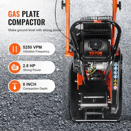 VV-YSJ785CC - Durable VEVOR Plate Compactor with 2.8 HP Gas Engine