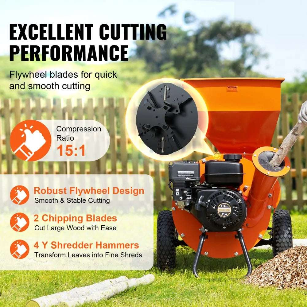GCS100 - Powerful 212CC Heavy-Duty Chipper for Chipping, Shredding & Mulching