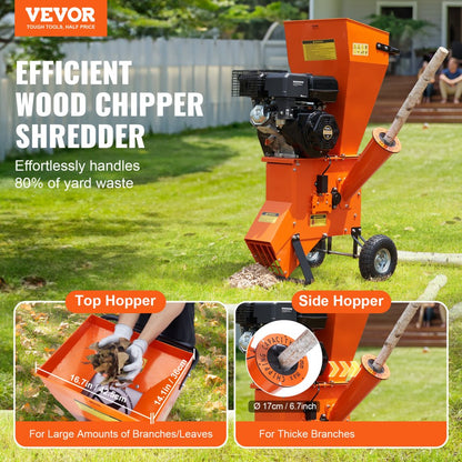 GCS400 - 420cc VEVOR Wood Chipper, 2" Cutting, Durable Steel, 87x73x136 cm
