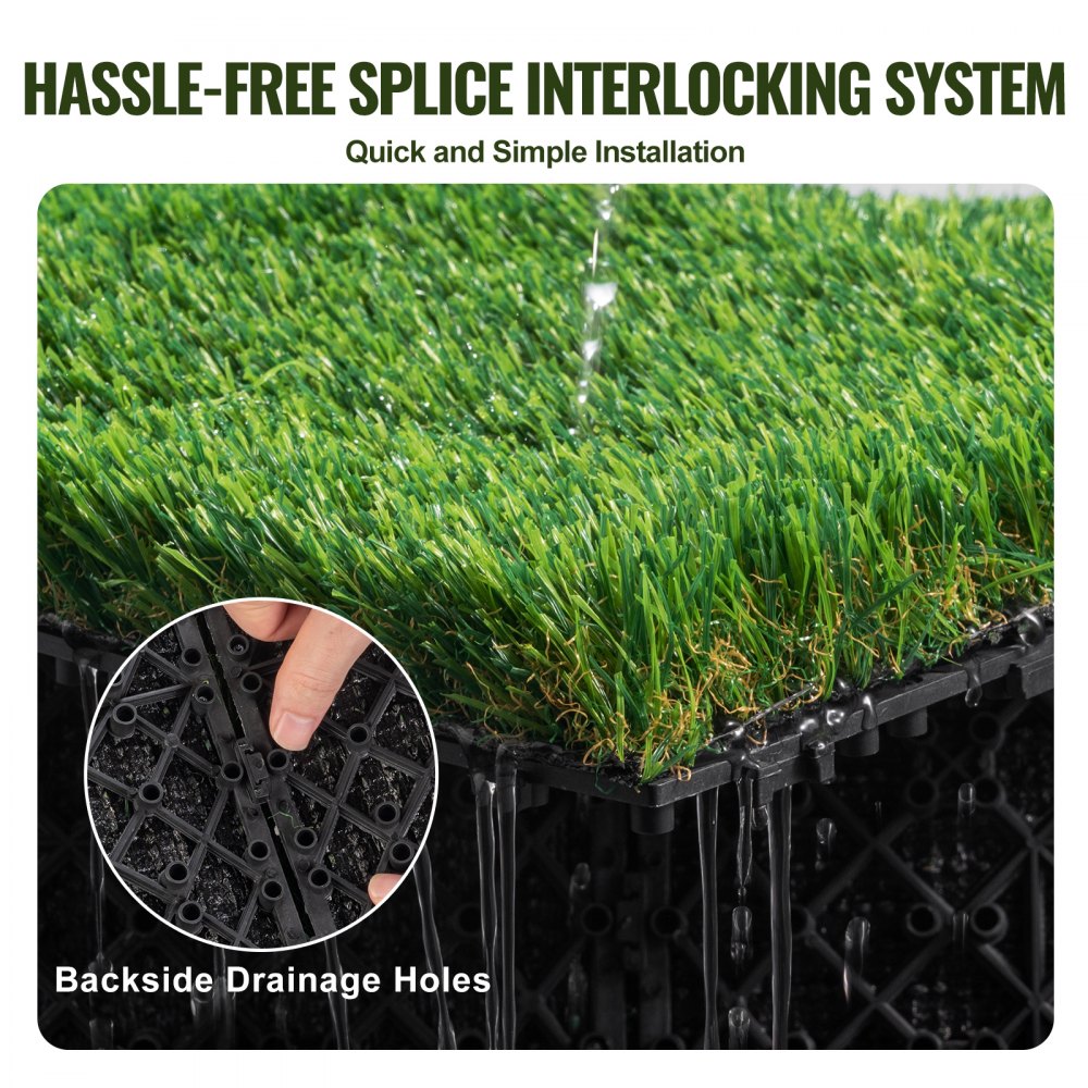 YH30*30-18 - 12"x12" Interlocking Artificial Grass Tiles for Indoor/Outdoor Use