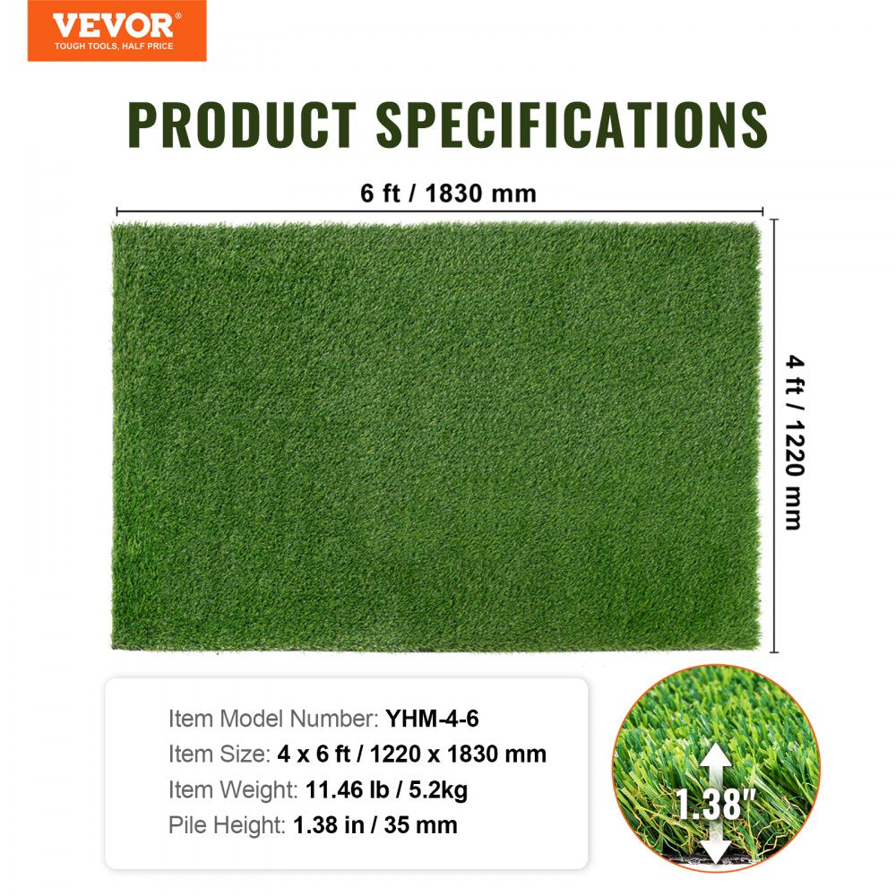 YHM-4-6 - 4x6 ft UV-Resistant Artificial Turf with High-Density Fibers