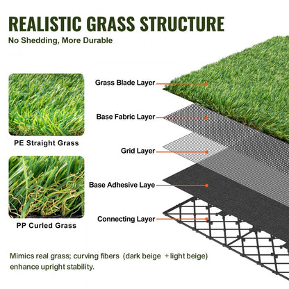YH30*30-9 - Durable 12"x12" VEVOR Interlocking Artificial Grass Tile Set