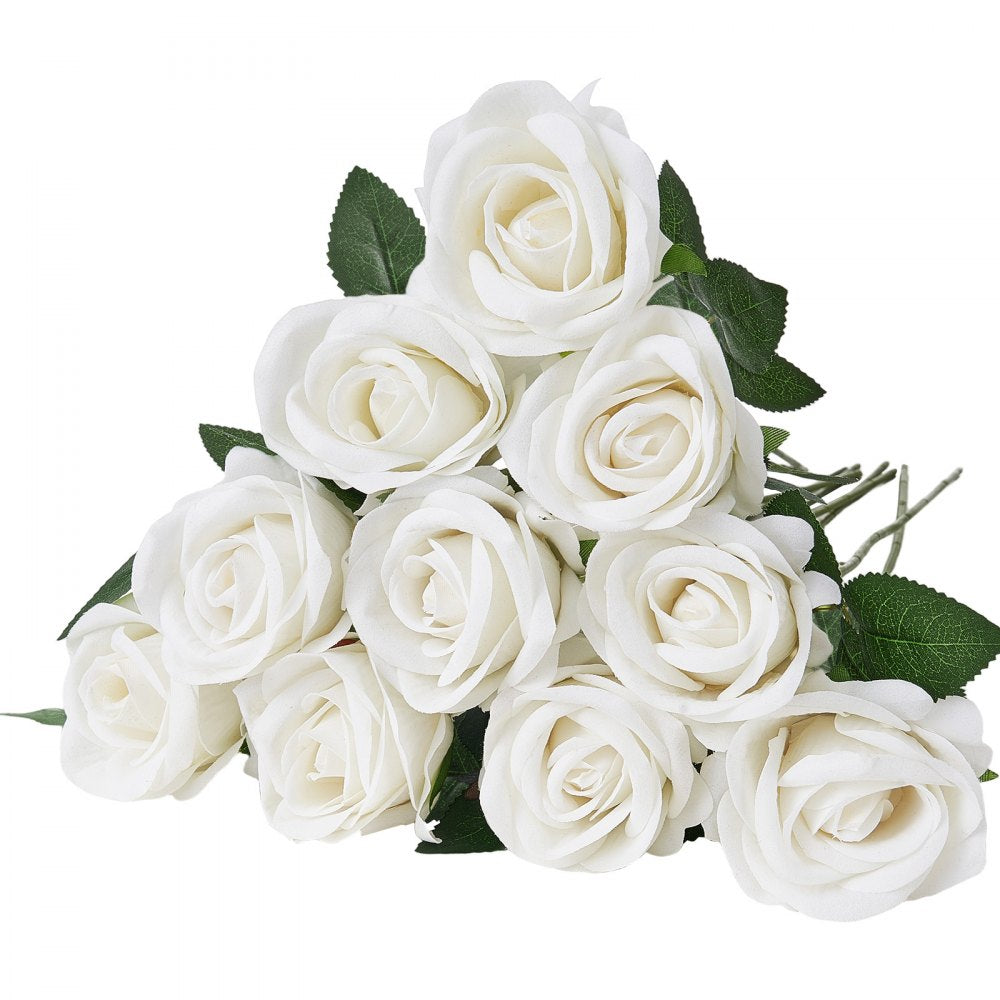 JNR-WHITE-060 - 20" Tall 60-Pack Lifelike White Faux Roses for Decor