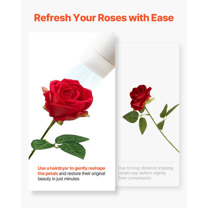 JNR-RED-060 - 60-Pack 20" Red Faux Roses with 5-Layer Petals