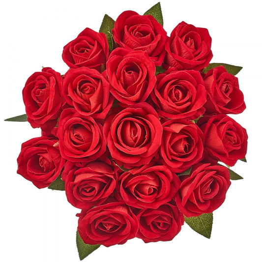 JNR-RED-060 - 60-Pack 20" Red Faux Roses with 5-Layer Petals