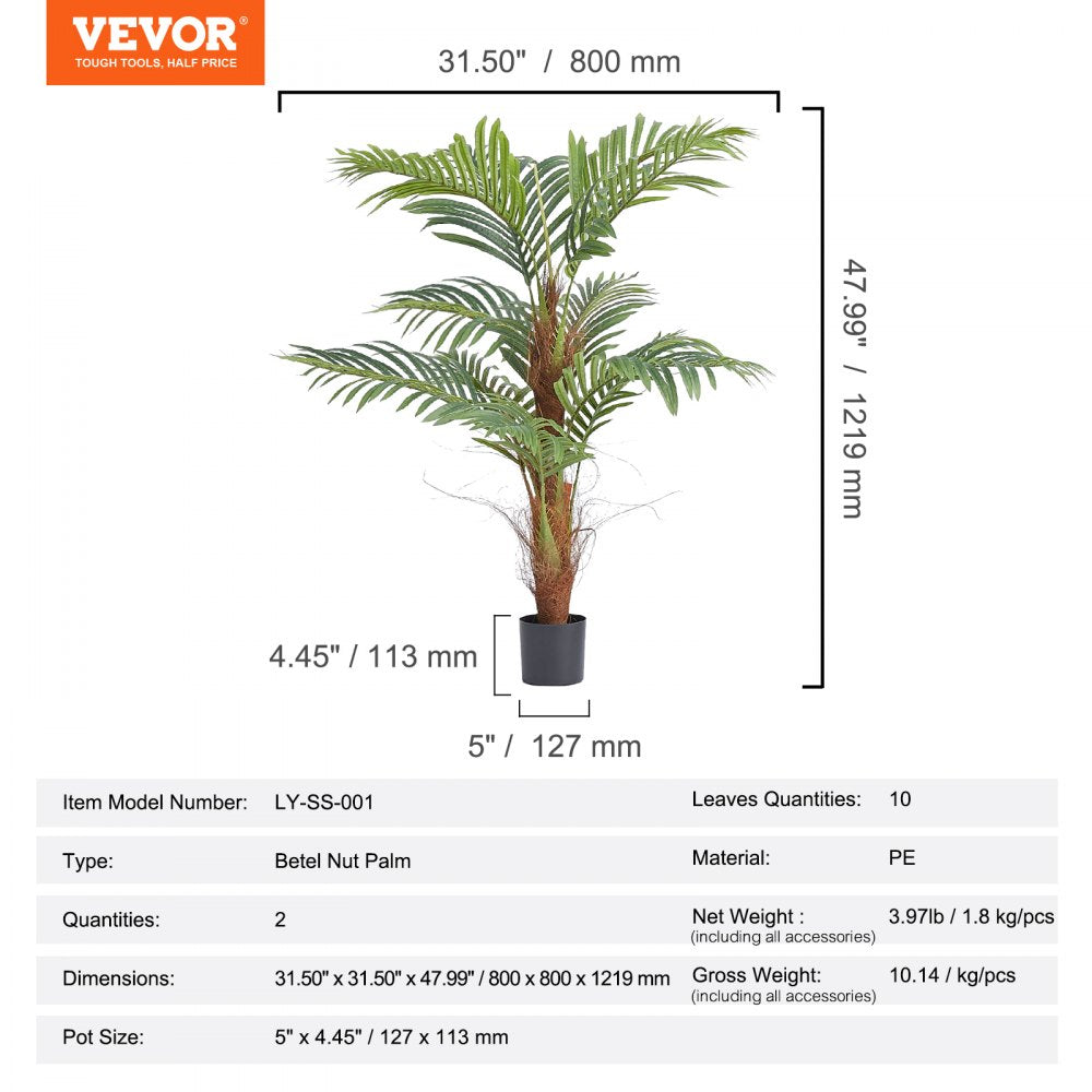 LY-SS-001 - 4FT Lifelike Artificial Palm Tree for Indoor/Outdoor Decor