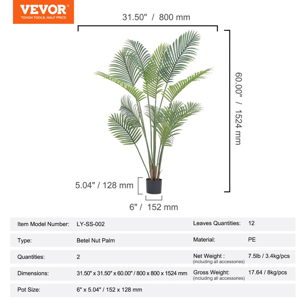 LY-SS-002 - 5FT Faux Palm Tree, Waterproof & Realistic Design