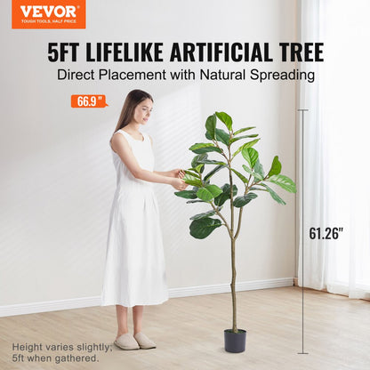 FH-QYR150 - 5ft Lifelike Fiddle Leaf Fig Tree for Indoor/Outdoor Use