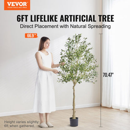 FH-GL180 - 6ft Lifelike Olive Tree - Low-Maintenance Faux Plant