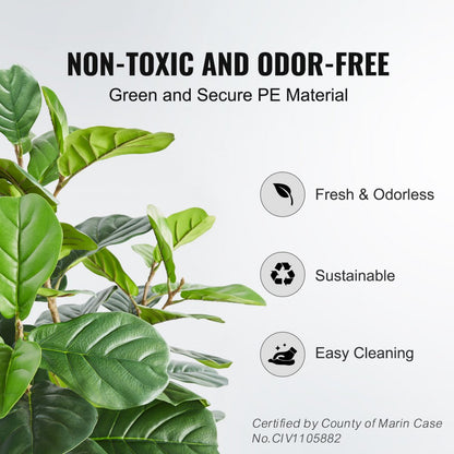 FH-QYR180 - 6ft Lifelike Fiddle Leaf Fig Tree for Low-Light Areas