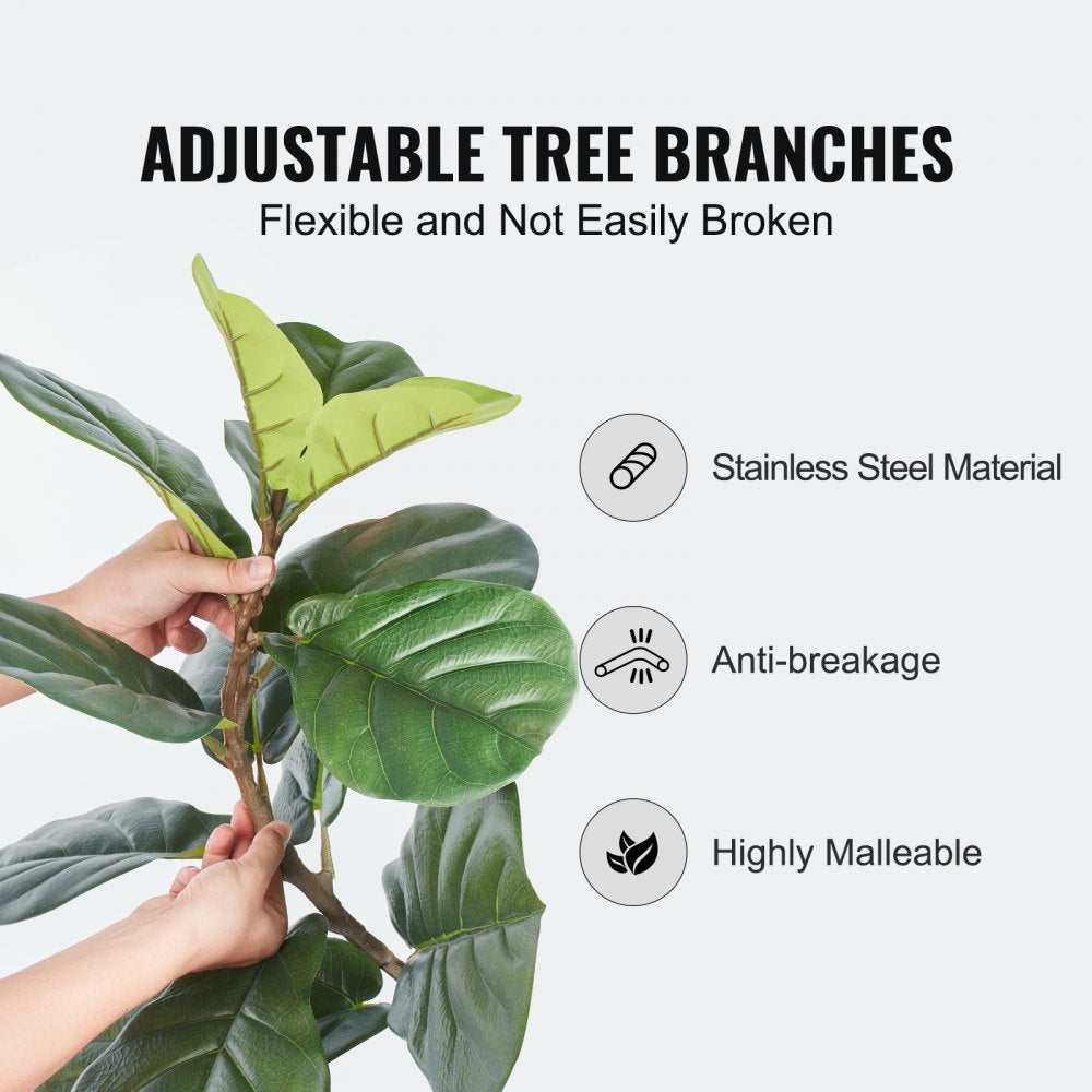 FH-QYR180 - 6ft Lifelike Fiddle Leaf Fig Tree for Low-Light Areas