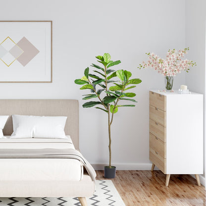FH-QYR180 - 6ft Lifelike Fiddle Leaf Fig Tree for Low-Light Areas