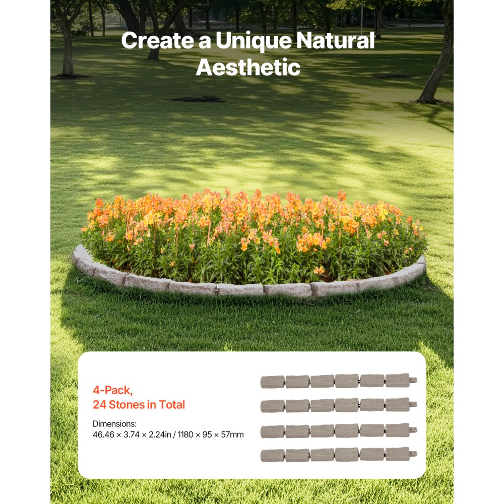 Xiaohaoweilan（HJZ） - 46.2in Fade-Resistant Stone Landscape Edging Border