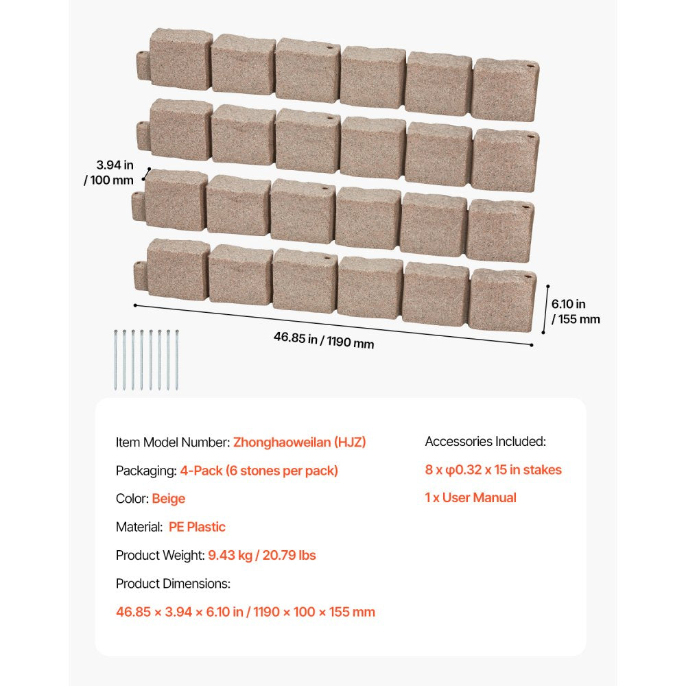 Zhonghaoweilan (HJZ) - Lifelike Faux Stone Edging for Gardens & Pathways