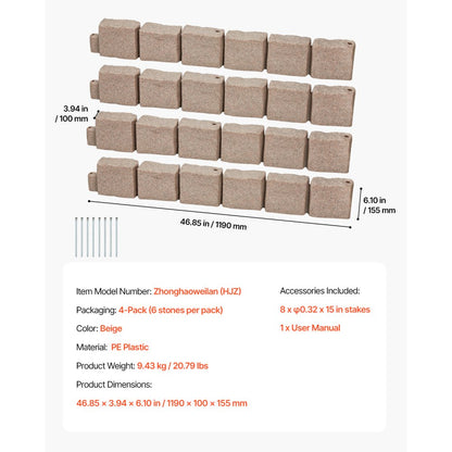 Zhonghaoweilan (HJZ) - Lifelike Faux Stone Edging for Gardens & Pathways