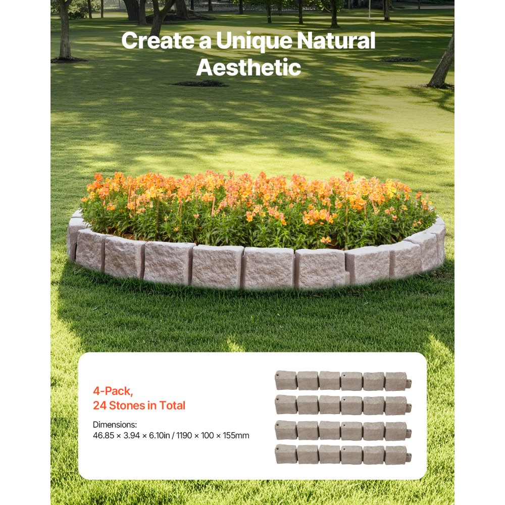 Zhonghaoweilan（LHB） - 46.8in Lifelike Stone Lawn Edging, Fade-Resistant