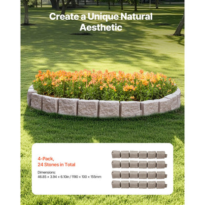 Zhonghaoweilan（LHB） - 46.8in Lifelike Stone Lawn Edging, Fade-Resistant