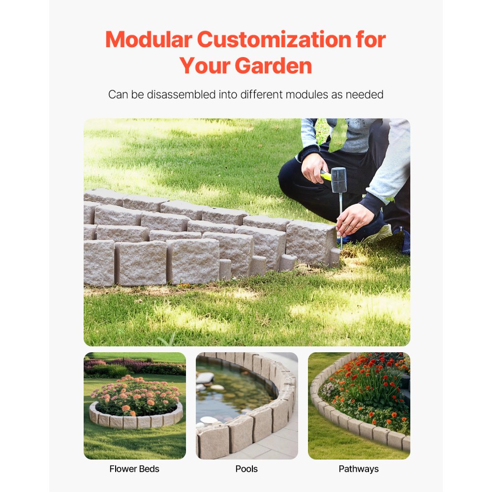 Zhonghaoweilan（LHB） - 46.8in Lifelike Stone Lawn Edging, Fade-Resistant