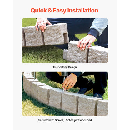 Zhonghaoweilan（LHB） - 46.8in Lifelike Stone Lawn Edging, Fade-Resistant