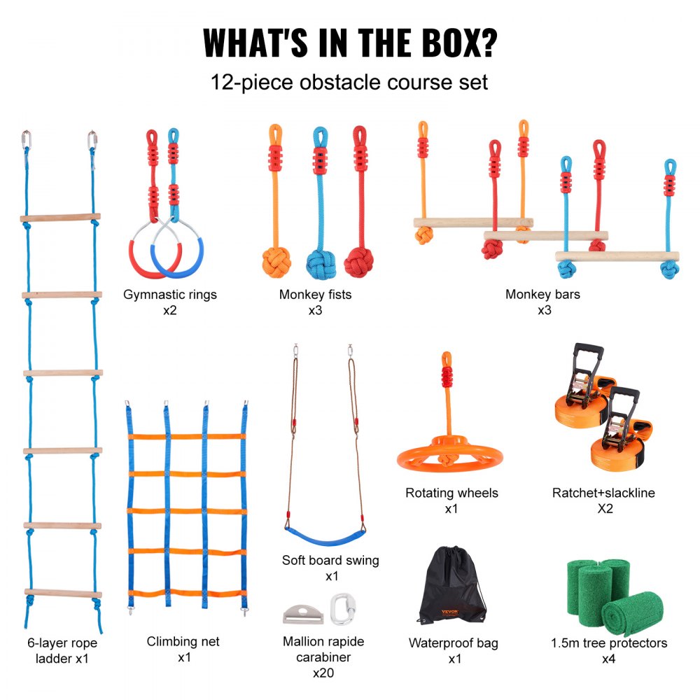 PR-012-56 - 2 x 56 ft Ninja Warrior Course for Family Fun