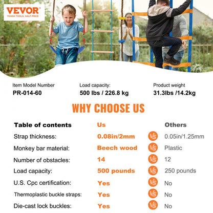 PR-014-60 - 60 ft VEVOR Ninja Warrior Obstacle Course for All Ages