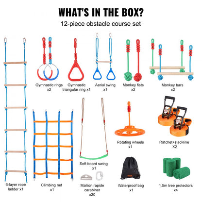 PR-012-65 - Adjustable Ninja Warrior Course 2 x 65 ft for Active Kids