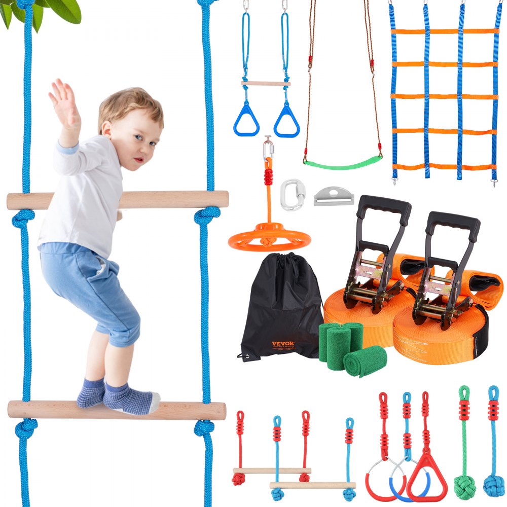 PR-012-65 - Adjustable Ninja Warrior Course 2 x 65 ft for Active Kids