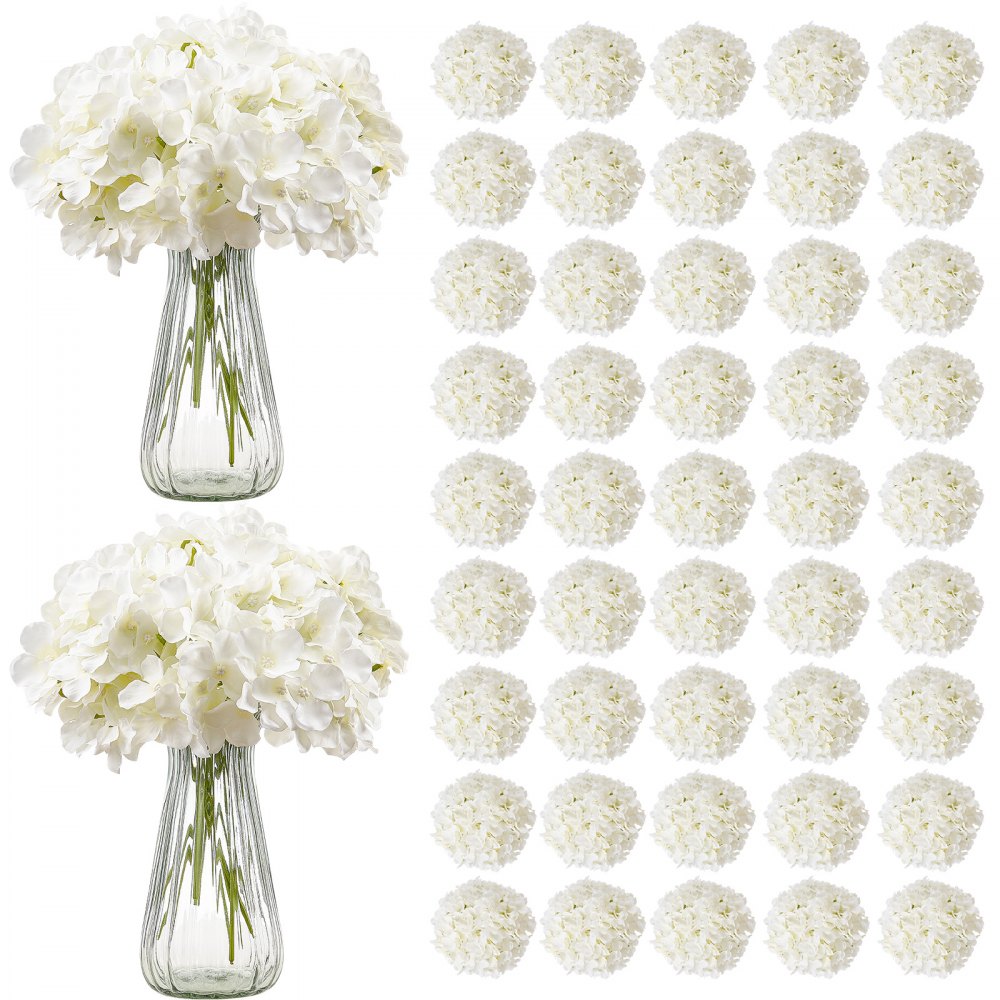 JNX001 - 105 Pcs 9.8" White Silk Hydrangeas for Stunning Arrangements