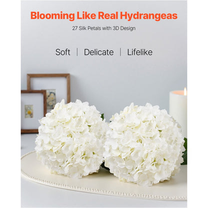 JNX002 - 205 Pcs 9.8" White Silk Hydrangeas for Elegant Decor