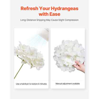 JNX002 - 205 Pcs 9.8" White Silk Hydrangeas for Elegant Decor