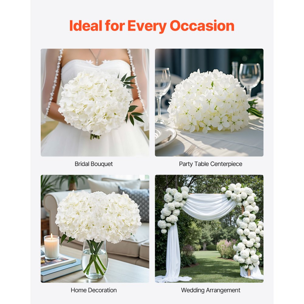JNX002 - 205 Pcs 9.8" White Silk Hydrangeas for Elegant Decor