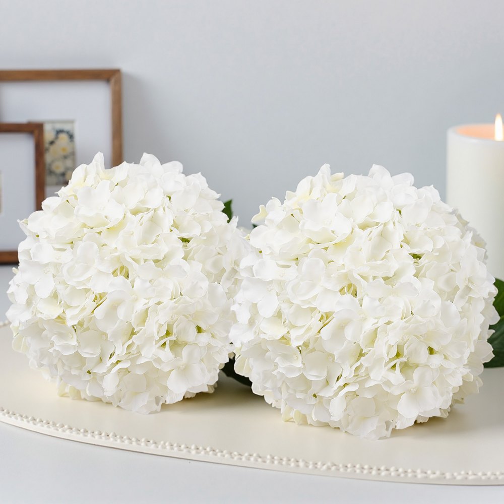 JNX002 - 205 Pcs 9.8" White Silk Hydrangeas for Elegant Decor