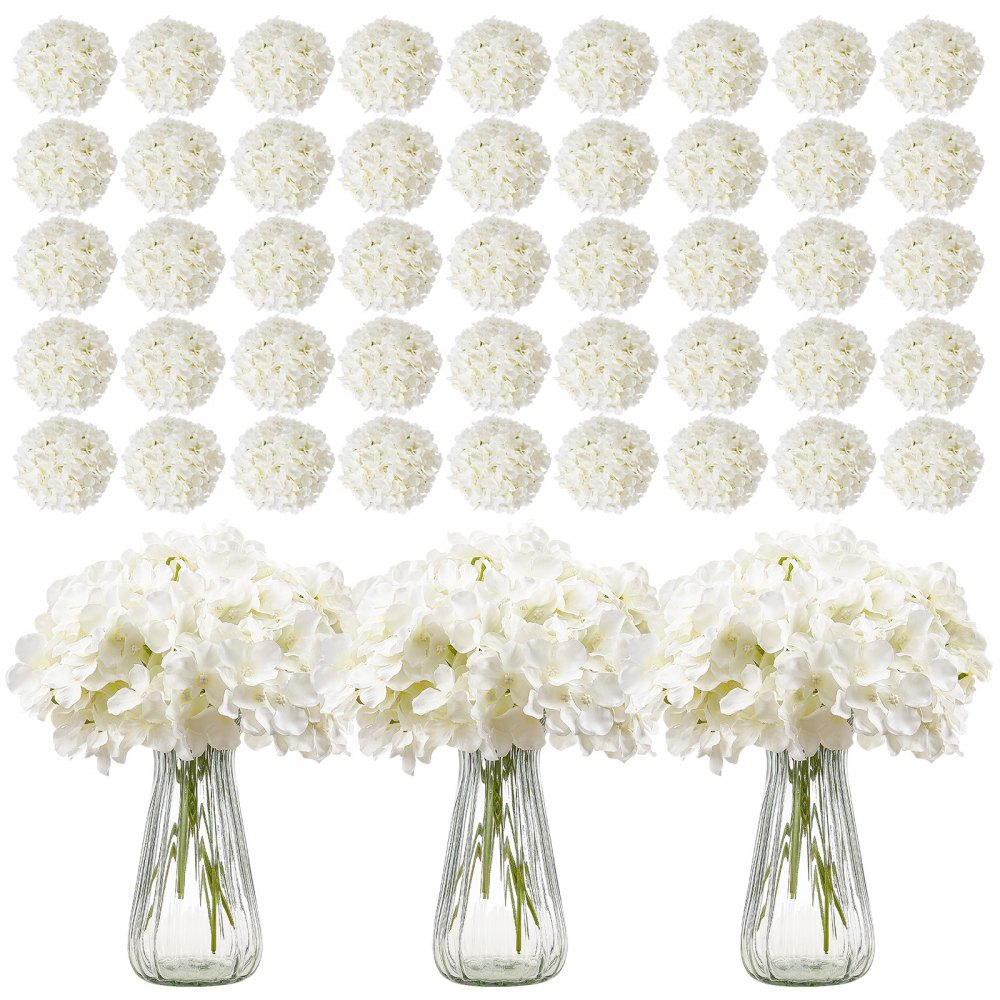 JNX003 - 305 Pcs 9.8" White Silk Hydrangea Bouquet for Weddings & Decor