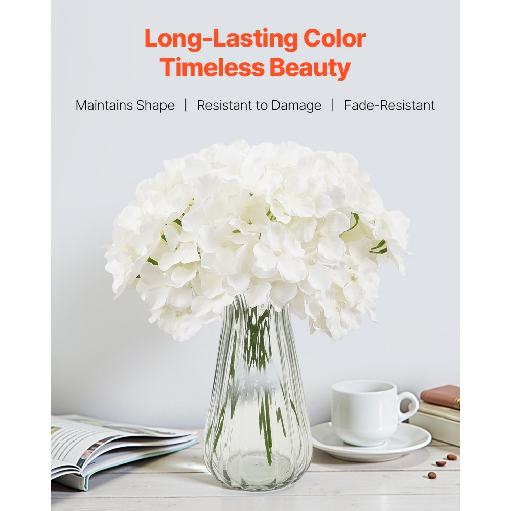 JNX004 - 65 Pcs 9.8" White Silk Hydrangeas for Decor