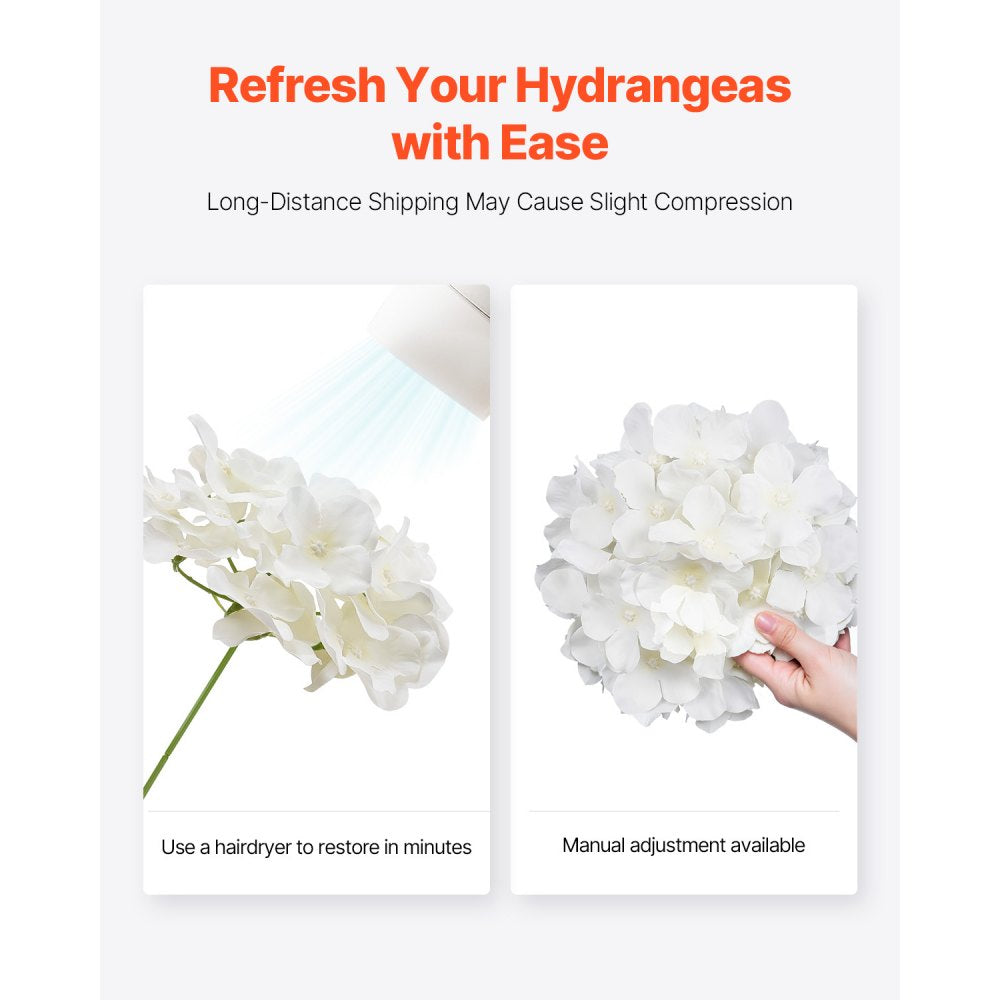JNX004 - 65 Pcs 9.8" White Silk Hydrangeas for Decor