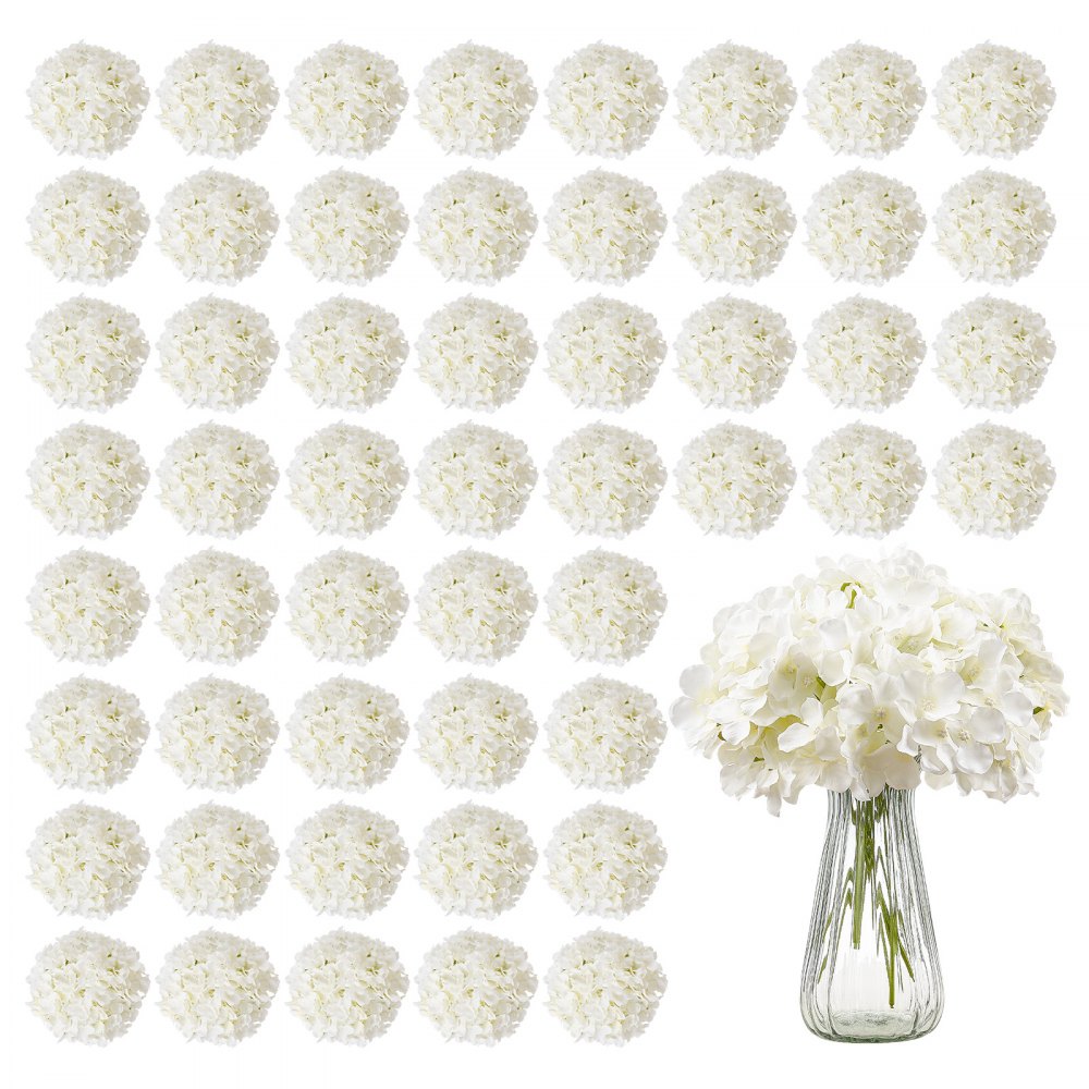 JNX004 - 65 Pcs 9.8" White Silk Hydrangeas for Decor