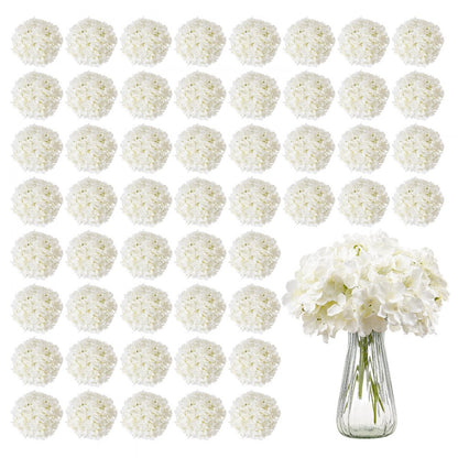JNX004 - 65 Pcs 9.8" White Silk Hydrangeas for Decor