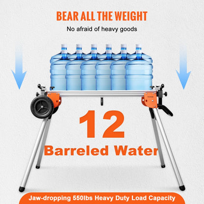 010619352164 - Heavy-Duty 100in Miter Saw Stand with Sliding Rail & Brackets