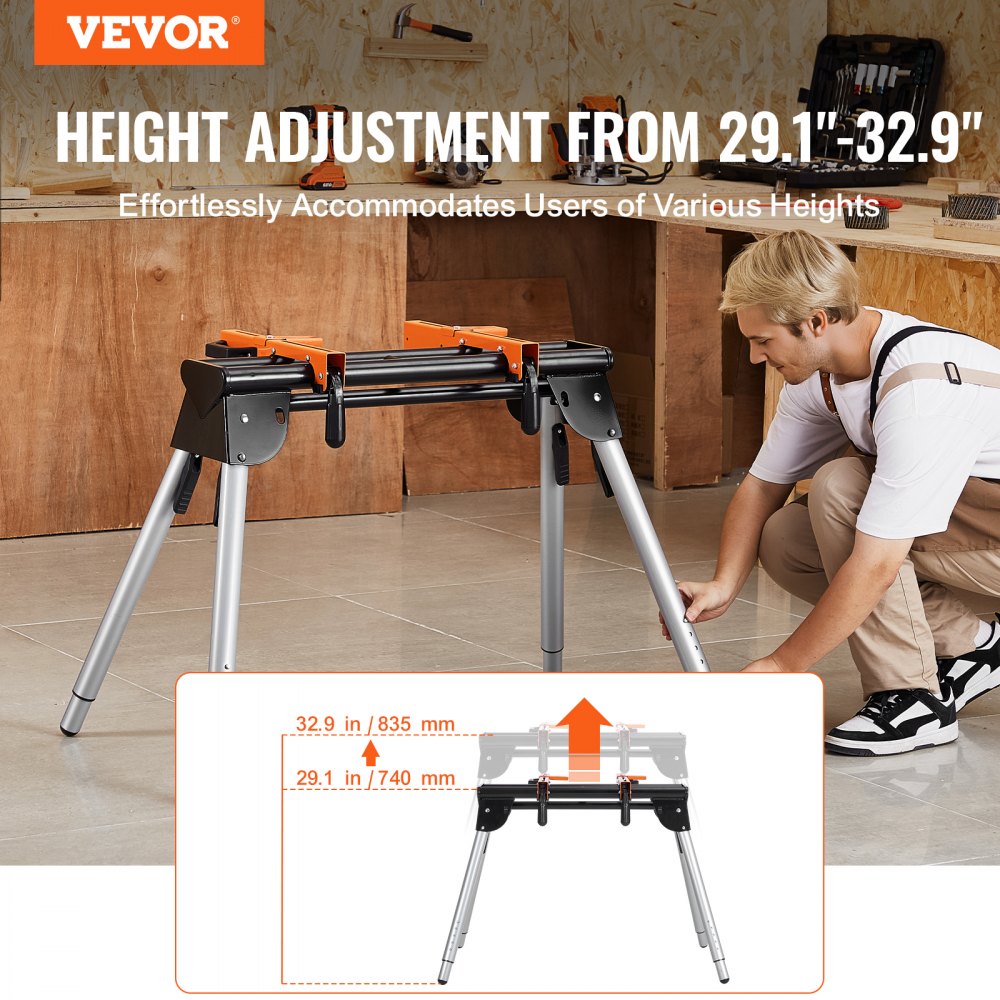 26531 - Adjustable Miter Saw Stand, 330lbs Capacity for Ergonomic Cutting
