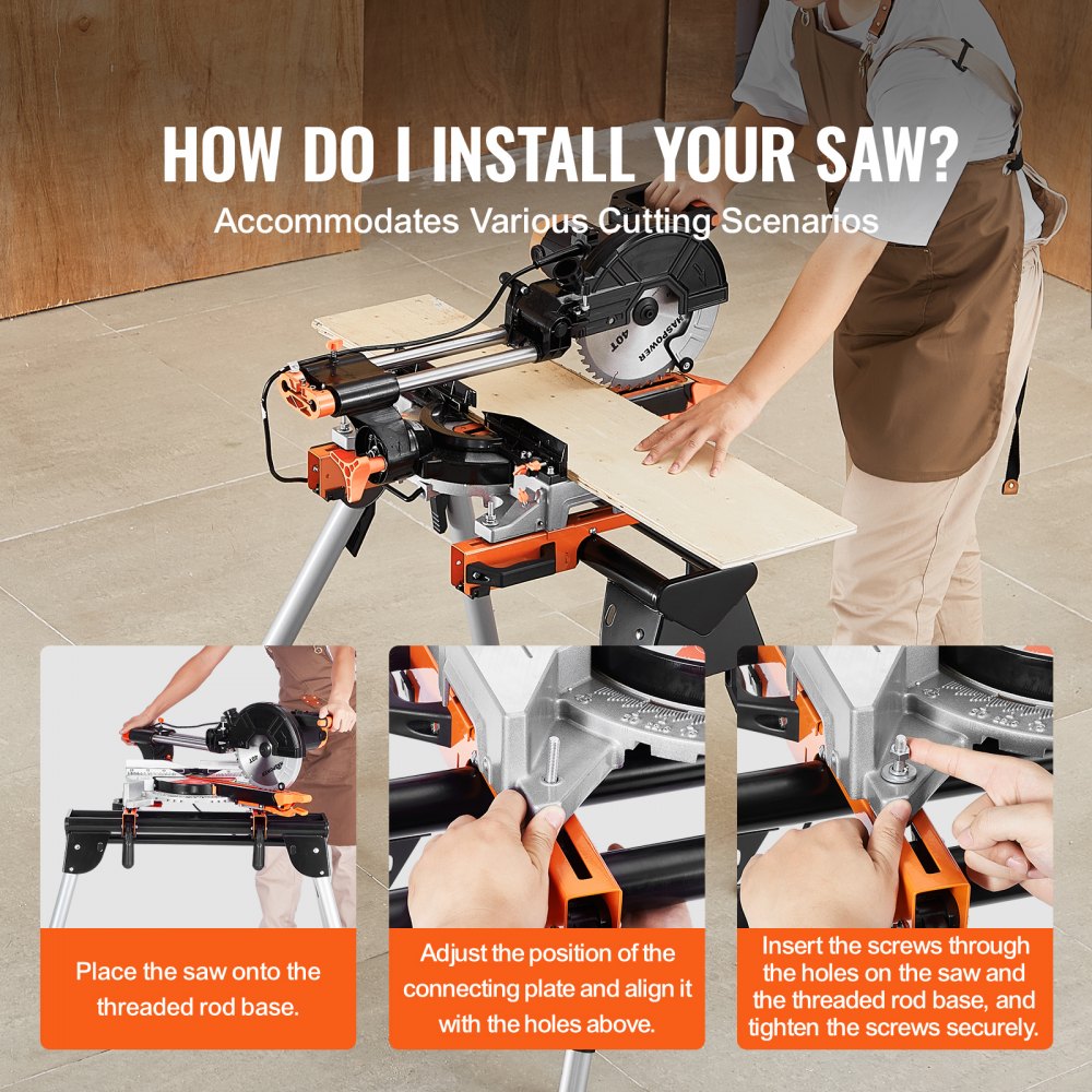 26531 - Adjustable Miter Saw Stand, 330lbs Capacity for Ergonomic Cutting