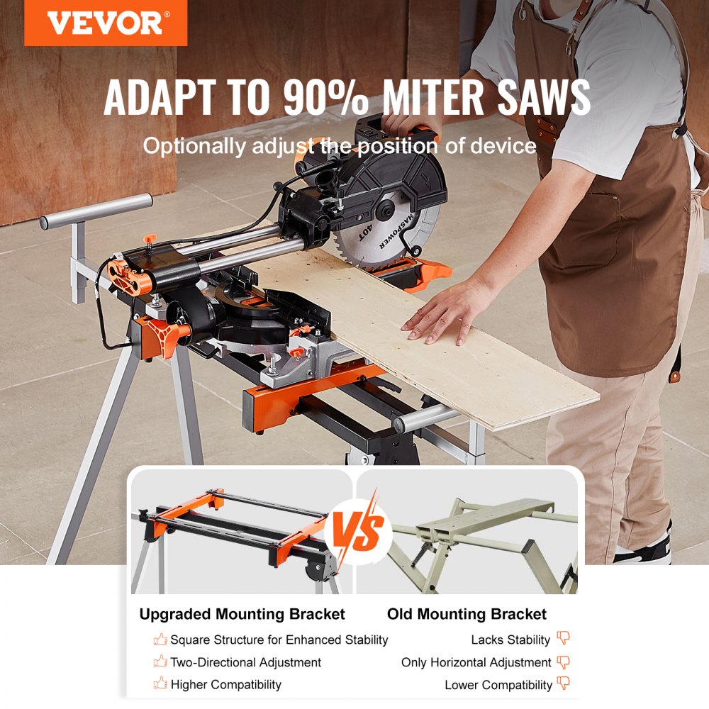 26036 - Collapsible Miter Saw Stand with Adjustable Arms for Precision Cuts