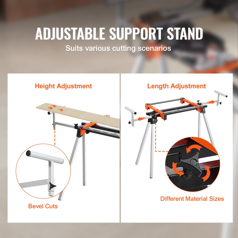 26036 - Collapsible Miter Saw Stand with Adjustable Arms for Precision Cuts
