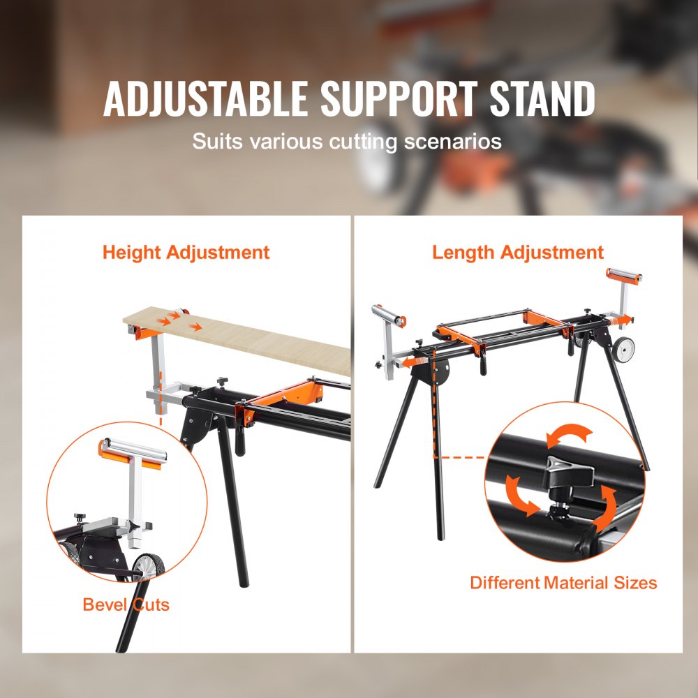 27200 - Collapsible Miter Saw Stand with Adjustable Height and Wheels