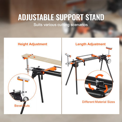 27200 - Collapsible Miter Saw Stand with Adjustable Height and Wheels