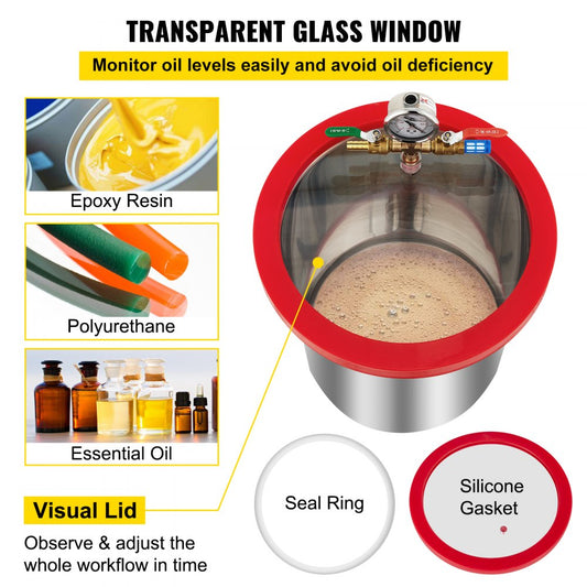 RS-2 - Portable 5-Gallon VEVOR Vacuum Chamber for Degassing and Packaging